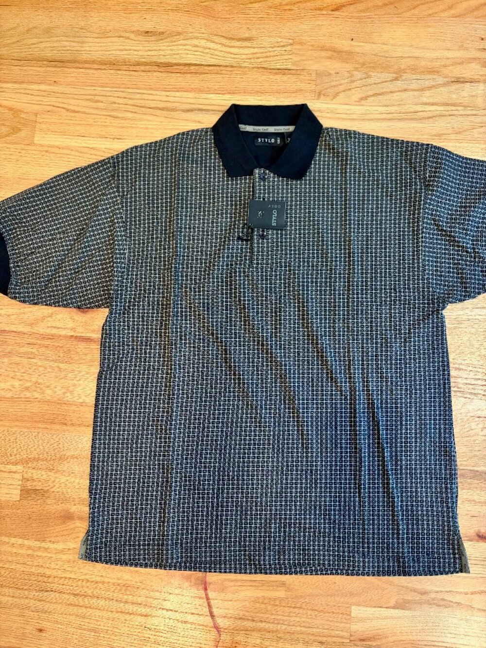NWT Vintage Stylo Golf Men's XL Geometric Cotton Polo Shirt Y2K